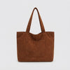 Corduroy Shoulder Bag White Large Capacity Daily Commute