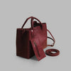 Maroon Croc Embossed Handbag Set with Pouch